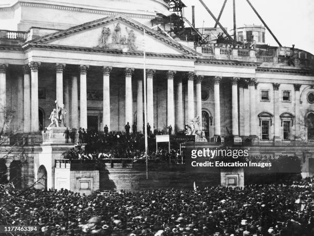 Inauguration of U.S. President Abraham Lincoln, U.S. Capitol Building, Washington DC, USA, March 4, 1861.