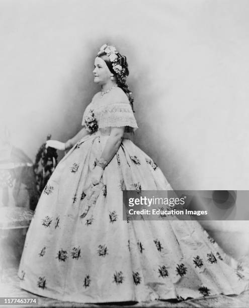 Mary Todd Lincoln, Full-Length Portrait wearing Ball Gown, Brady-Handy Photograph Collection, 1861.