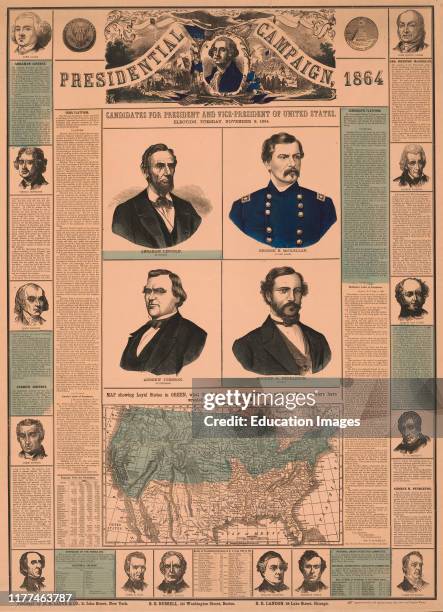 Presidential Campaign Candidates for President and Vice-President of United States, Election, Tuesday, November 8 H.H. Lloyd & Co. Publisher, 1864.