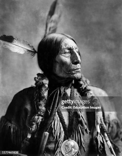 Wolf Robe, Southern Cheyenne Chief, Wearing a Benjamin Harrison Presidential Medallion, which he Received from the Federal Government in 1890 for...