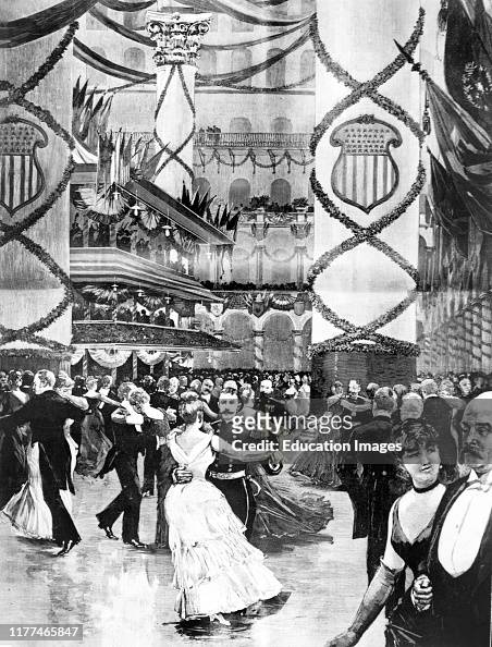 Inaugural ball in the Pension Building during the inauguration of Benjamin Harrison, Illustration