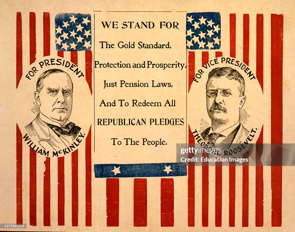 Campaign Poster for William McKinley and Theodore Roosevelt, with head-and-shoulders portraits of each