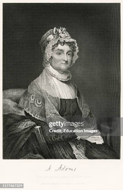 Abigail Adams, 1744-1818, Wife of 2nd U.S. President John Adams and Mother of 6th U.S. President John Quincy Adams, Seated Portrait, Steel Engraving,...