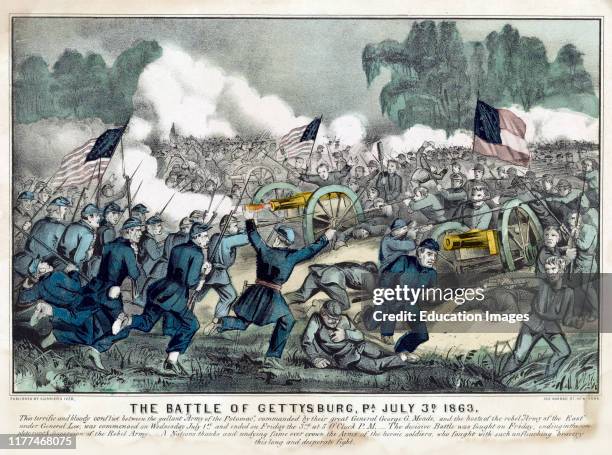 The Battle of Gettysburg, PA, July 3rd Lithograph, Currier & Ives, 1863.