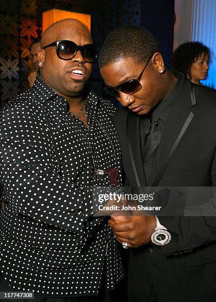 Cee-Lo from Gnarls Barkley and Yung Joc during The 49th Annual GRAMMY Awards - Warner Music Group After Party at The Cathedral in Los Angeles,...