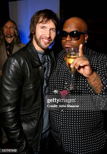 James Blunt and Cee-Lo from Gnarls Barkley during The 49th Annual GRAMMY Awards - Warner Music Group After Party at The Cathedral in Los Angeles,...
