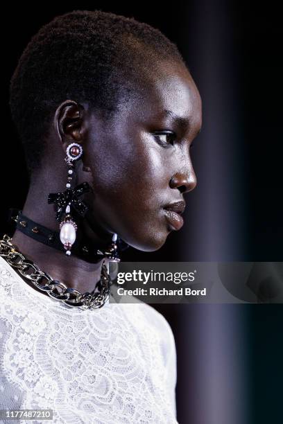 Model walks the runway during the Andrew GN Womenswear Spring/Summer 2020 show as part of Paris Fashion Week on September 27, 2019 in Paris, France.