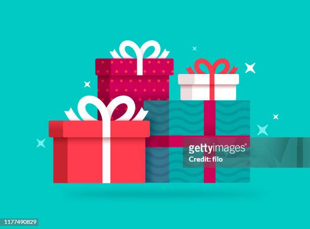 gifts and presents - red polka dot stock illustrations