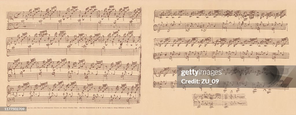 Bach's manuscript, Well-Tempered Clavier, c major (1725), facsimile, published 1885