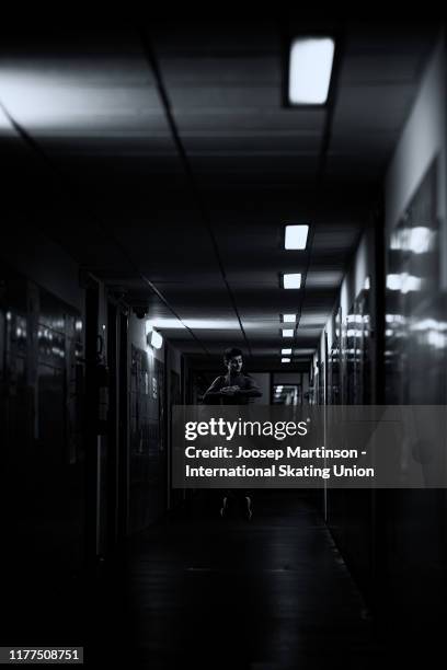 Artur Danielian of Russia warms up ahead of the Junior Men's Free Skating during the ISU Junior Grand Prix of Figure Skating Croatia Cup at Dom...