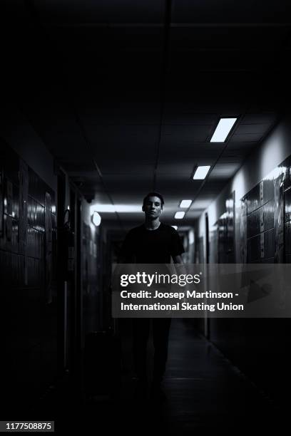 Andrew Torgashev of the United States walks ahead of the Junior Men's Free Skating during the ISU Junior Grand Prix of Figure Skating Croatia Cup at...