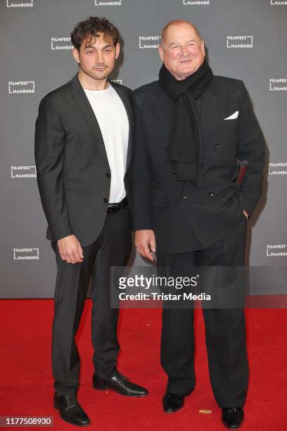 Johannes Klaussner and his son Burghart Klaussner attend the Hamburg Film Festival Opening at Cinemaxx Dammtor on September 26, 2019 in Hamburg,...