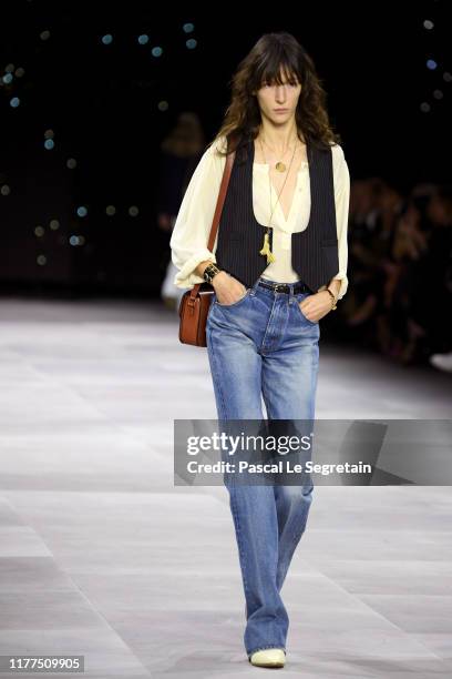 Model walks the runway during the Celine Womenswear Spring/Summer 2020 show as part of Paris Fashion Week on September 27, 2019 in Paris, France.