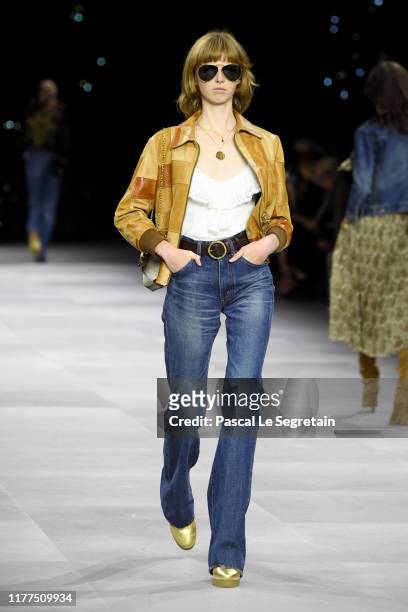 Model walks the runway during the Celine Womenswear Spring/Summer 2020 show as part of Paris Fashion Week on September 27, 2019 in Paris, France.