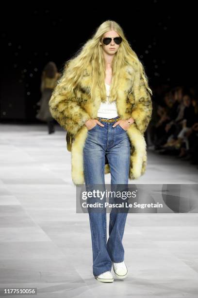 Model walks the runway during the Celine Womenswear Spring/Summer 2020 show as part of Paris Fashion Week on September 27, 2019 in Paris, France.