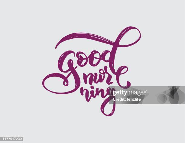 hand-drawing lettering "good morning" - waking up stock illustrations