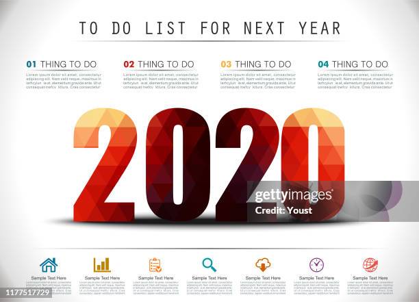 low poly new year 2020 to do list - 2020 stock illustrations