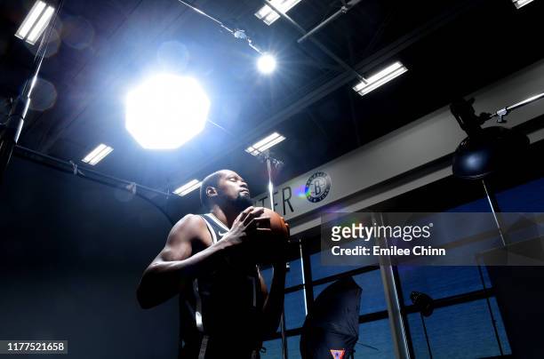 Kevin Durant of the Brooklyn Nets poses for a photograph during Media Day at HSS Training Center on September 27, 2019 in the Brooklyn borough of New...