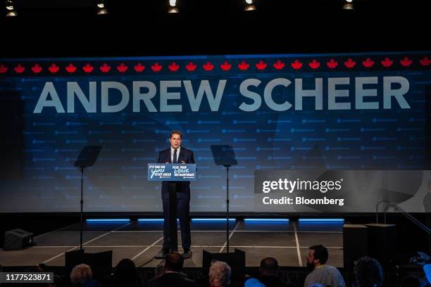 Andrew Scheer, leader of Canada's Conservative Party, speaks during a Conservative Party election night event in Regina, Saskatchewan, Canada, on...