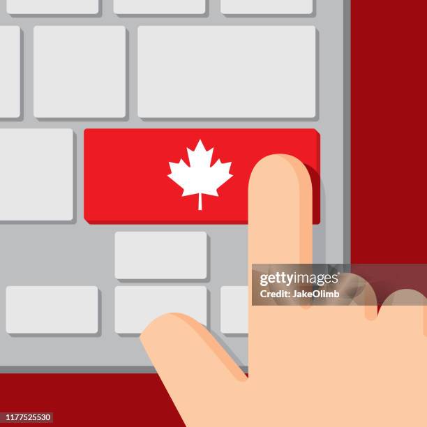 keyboard button maple leaf - laptop close up stock illustrations