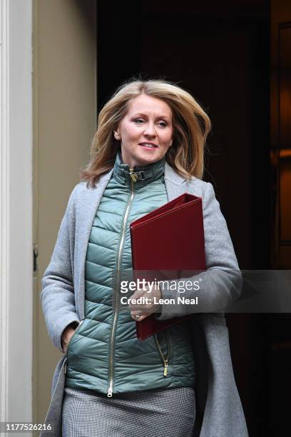 Minister of State for Housing Esther McVey leaves Downing Street on October 22, 2019 in London, England. Prime Minister Boris Johnson published his...