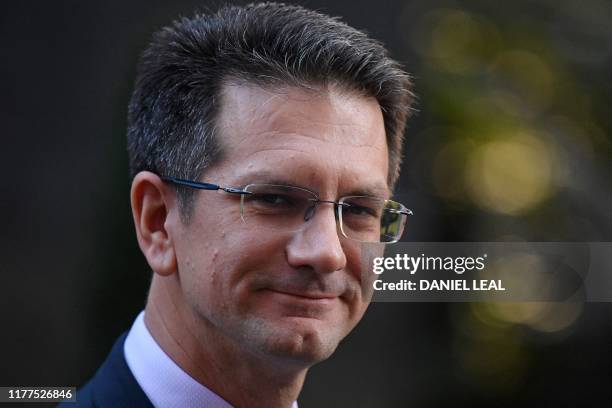 Chairman of the pro-Brexit European Research Group , Conservative MP Steve Baker, leaves from 10 Downing Street in central London on October 22,...