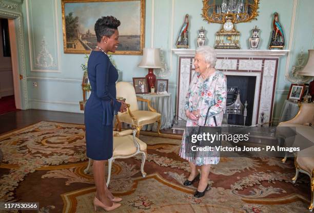 Queen Elizabeth II receives the High Commissioner for Grenada, Lakisha Grant, during a private audience at Buckingham Palace, London. PA Photo....