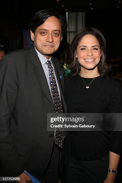 Shashi Tharoor and Soledad O'Brien during The Virtue Foundation hosted a Mukhtar Mai interview by CNN's Soledad O'Brien. At United Nations in New...