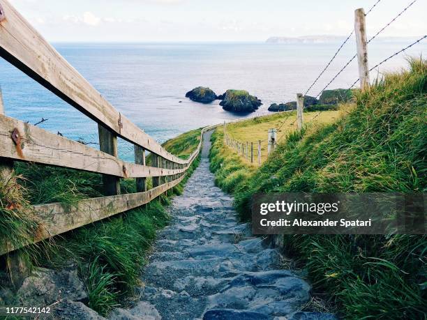 path leading to the sea in northern ireland, uk - county antrim 個照片及圖片檔