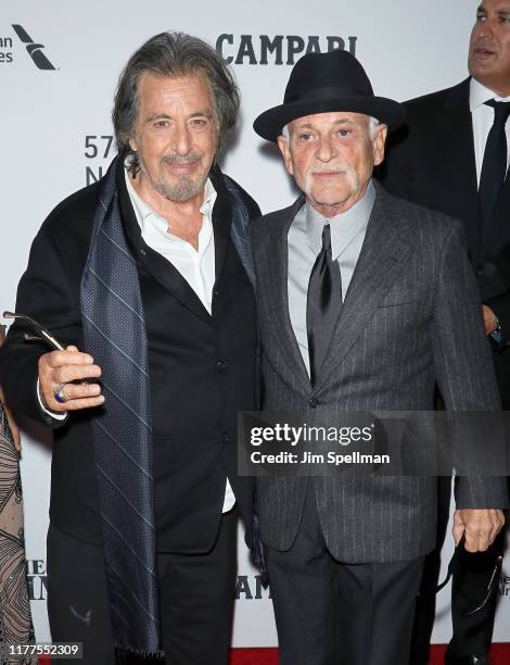 Actors Al Pacino and Joe Pesci attend the "The Irishman" premiere during the 57th New York Film Festival at Alice Tully Hall, Lincoln Center on...