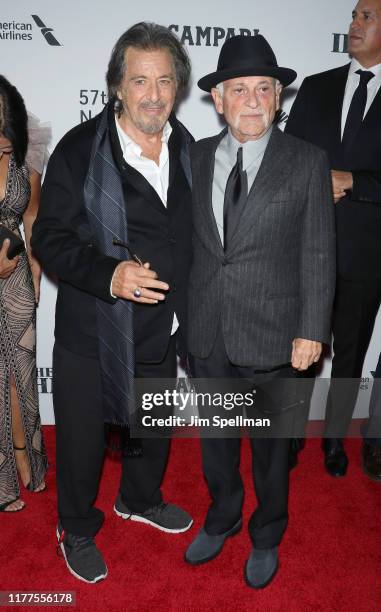 Actors Al Pacino and Joe Pesci attend the "The Irishman" premiere during the 57th New York Film Festival at Alice Tully Hall, Lincoln Center on...