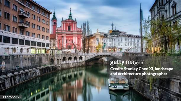 the skyline of ljubljana - lubiana foto e immagini stock