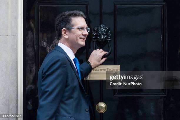 Steve Baker MP arrives in Downing Street as members of the European Research Group meet with Prime Minister Boris Johnson on 22 October, 2019 in...