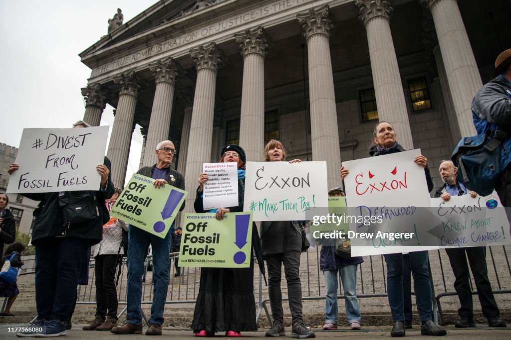 Environmental Activists Protest Outside Exxon Fraud Trial