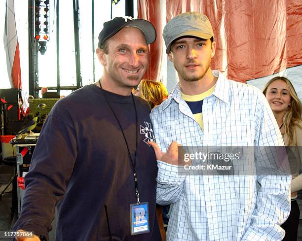 Concert stage manager, Anthony Giordano and Justin Timberlake