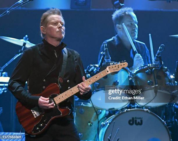 Don Henley of the Eagles performs with Scott F. Crago at MGM Grand Garden Arena on September 27, 2019 in Las Vegas, Nevada.