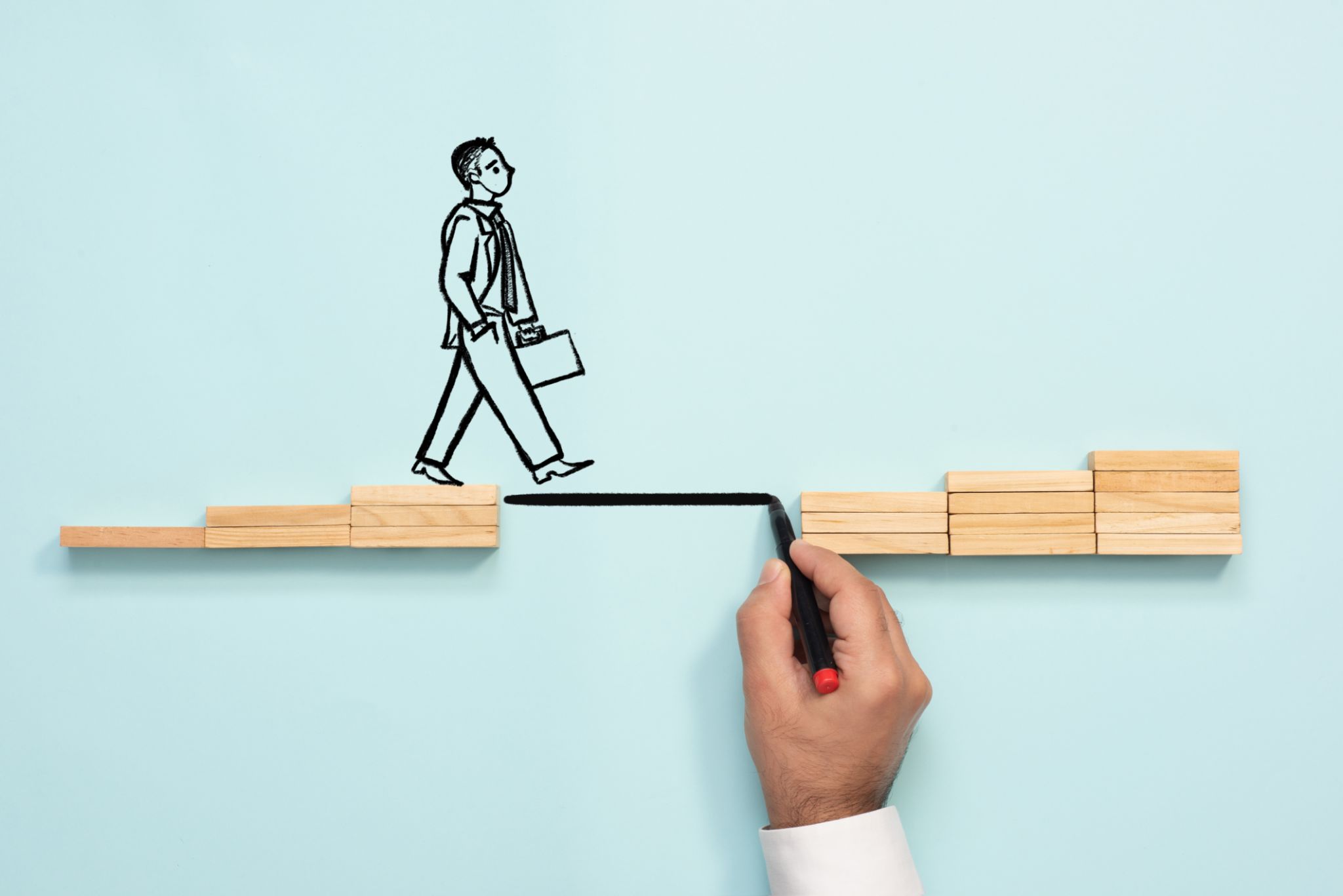 Career Planning and Challenge Concept. Businessman Getting Help Achieving Goals. Career Planning and Challenge Concept. Businessman Getting Help Achieving Goals.