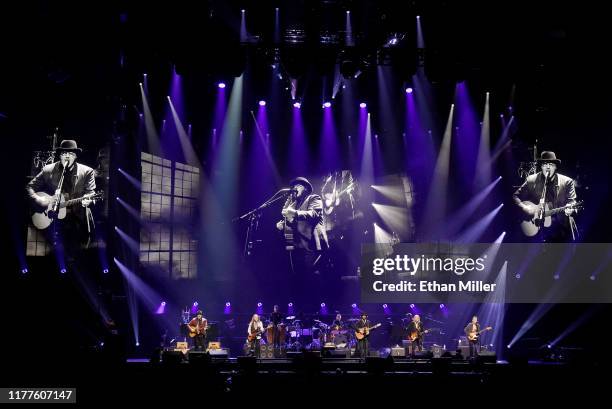Vince Gill, Timothy B. Schmit, Don Henley, Deacon Frey, Joe Walsh and Steuart Smith of the Eagles perform at MGM Grand Garden Arena on September 27,...