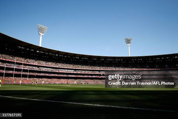 General view during the 2019 AFL Grand Final match between the Richmond Tigers and the Greater Western Sydney Giants at Melbourne Cricket Ground on...