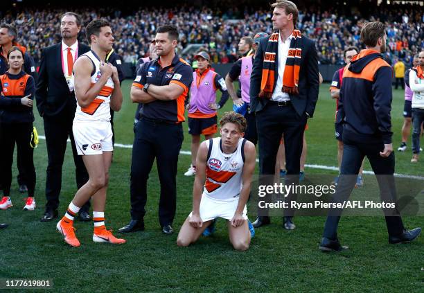 Lachie Whitfield of the Giants looks dejected after the 2019 AFL Grand Final match between the Richmond Tigers and the Greater Western Sydney Giants...