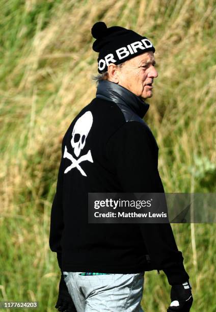 Actor Bill Murray on the 4th hole during Day three of the Alfred Dunhill Links Championship at Kingsbarns Golf Links on September 28, 2019 in St...