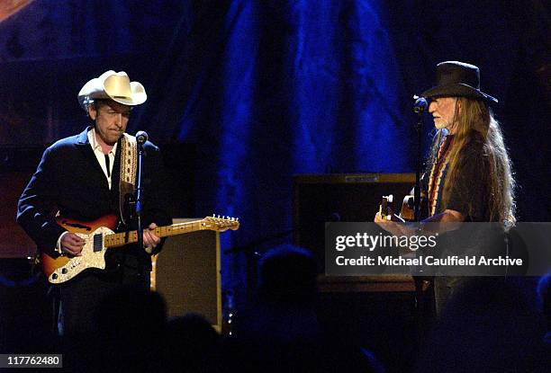 Bob Dylan and Willie Nelson during Willie Nelson and Friends: "Outlaws & Angels" - Show and Backstage at Wiltern Theatre in Los Angeles, California,...