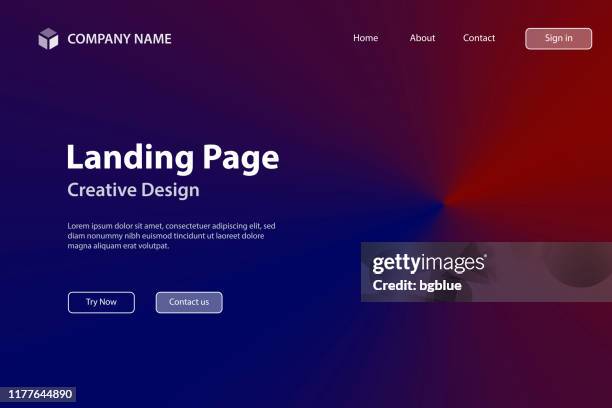 landing page template - red abstract background with radial gradient - cone shape stock illustrations