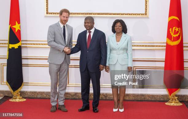 Prince Harry, Duke of Sussex Sussex arrives for an audience with President João Lourenço President of Angola Joao Lourenco and First Lady Ana Dias...