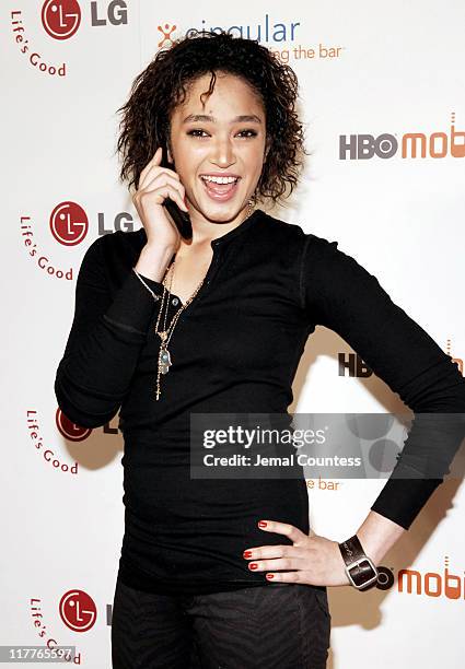 Naima Mora during Cingular and LG Host Preview Party for HBO Mobile and the New Cingular LGCU 500 Cell Phone - "Cingular" Carpet at Mr Chow - Tribeca...