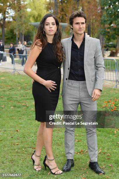 Anouchka Delon and Julien Dereims attend the Elie Saab Womenswear Spring/Summer 2020 show as part of Paris Fashion Week on September 28, 2019 in...