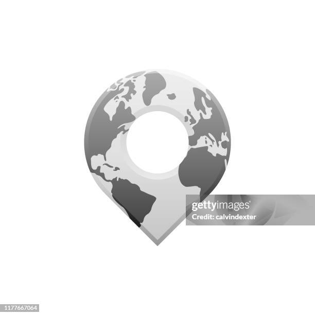 location pin with world map design - digital world map flat stock illustrations