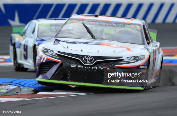 Denny Hamlin, driver of the FedEx Freight Toyota, during practice for the Monster Energy NASCAR Cup Series Bank of America ROVAL 400 at Charlotte...