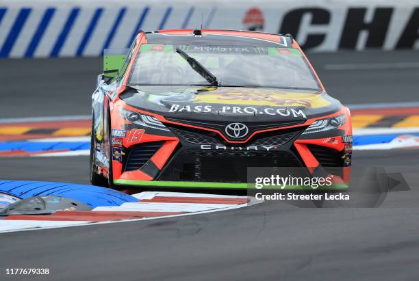 Martin Truex Jr., driver of the Bass Pro Shops Toyota, during practice for the Monster Energy NASCAR Cup Series Bank of America ROVAL 400 at...