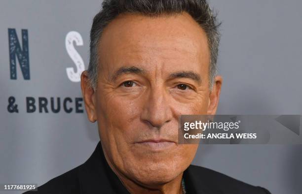 In this file photo taken on October 16 US singer-songwriter Bruce Springsteen attends the New York special screening of "Western Stars" at Metrograph...